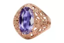 Artisanat vintage Anneau Alexandrite Or rose 14 carats vintage d'origine vrc074r